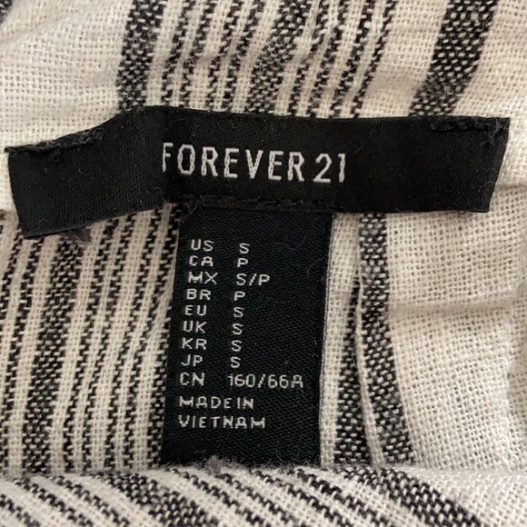 Forever 21 Stripped Jumpsuit Tank Top Pants Laced Open Back Small White Gray - Picture 10 of 11